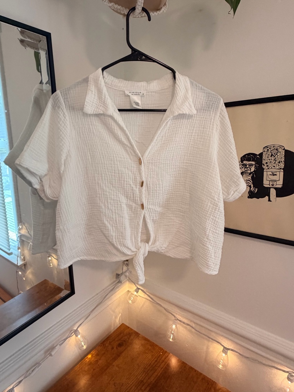 Wild Fable White Button-Down Crop Top